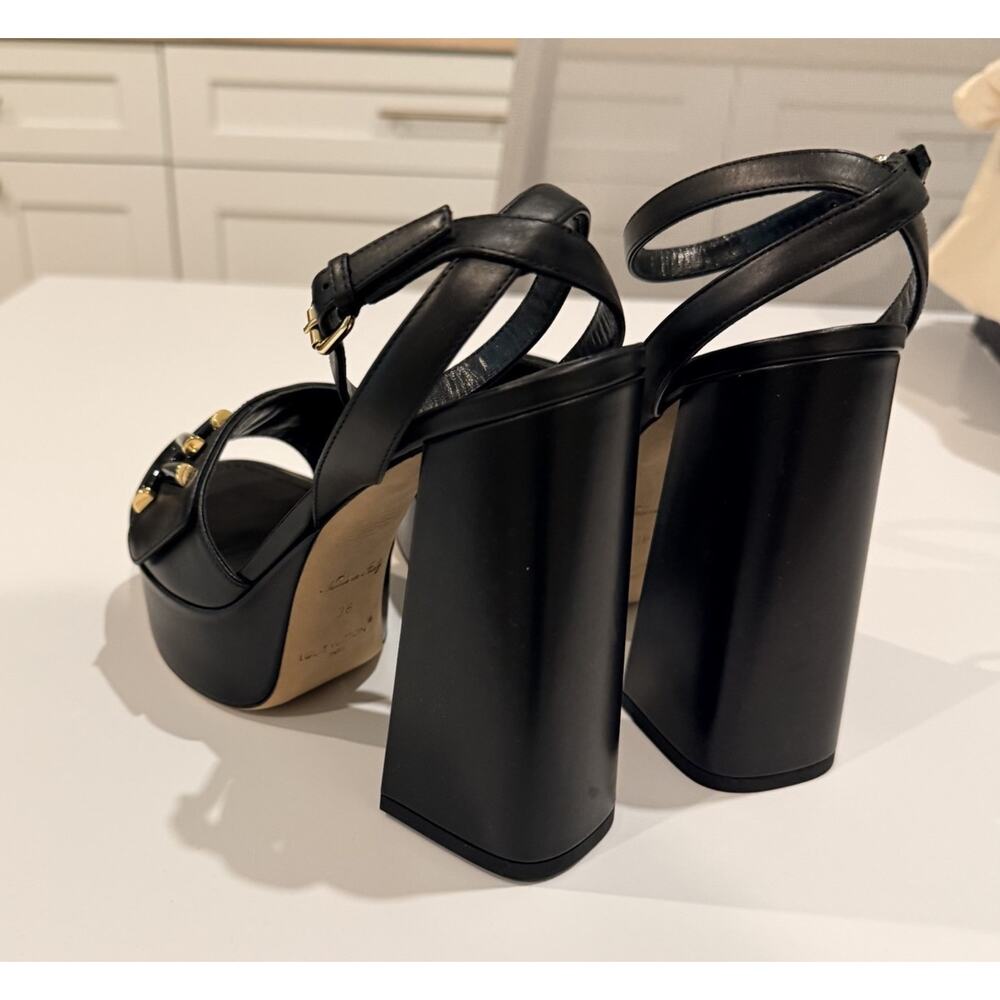 Louis Vuitton Black Leather LV logo embellished Shake Platform sandals EU 38 - Picture 6 of 16